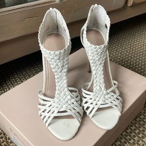 White heels with box